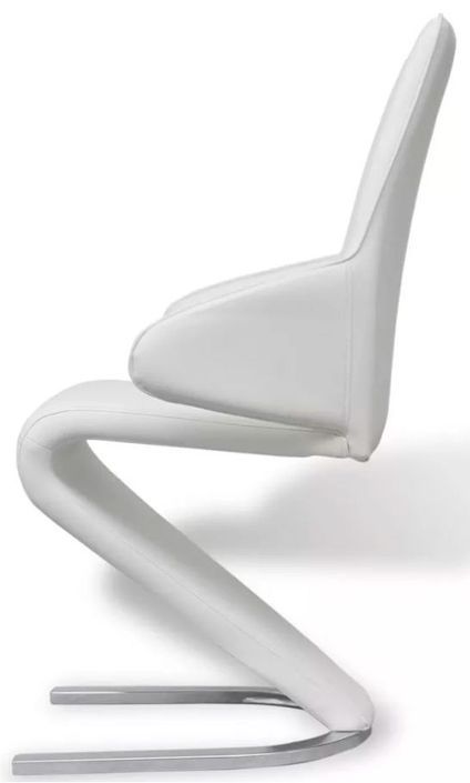 Chaise similicuir blanc et pieds métal Tiffan - Lot de 2 - Photo n°5