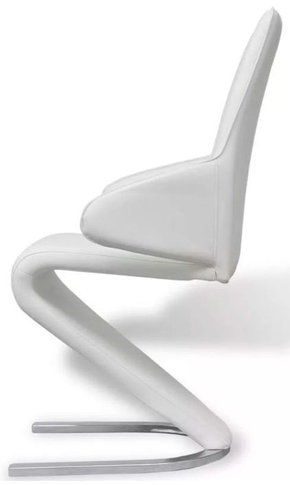 Chaise similicuir blanc et pieds métal Tiffan - Lot de 6 - Photo n°5