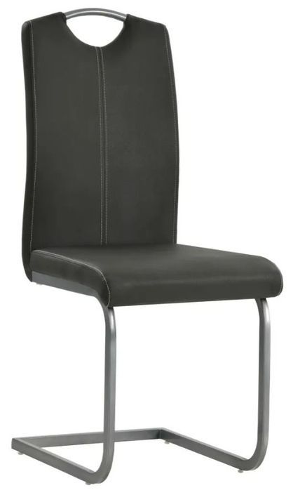 Chaise similicuir gris et pieds métal chromé Mikarelane - Lot de 2 - Photo n°2