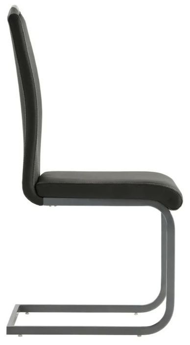 Chaise similicuir gris et pieds métal chromé Mikarelane - Lot de 2 - Photo n°4