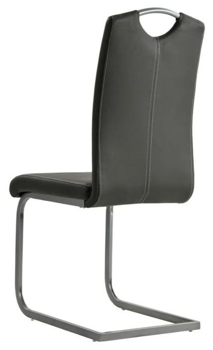 Chaise similicuir gris et pieds métal chromé Mikarelane - Lot de 2 - Photo n°5