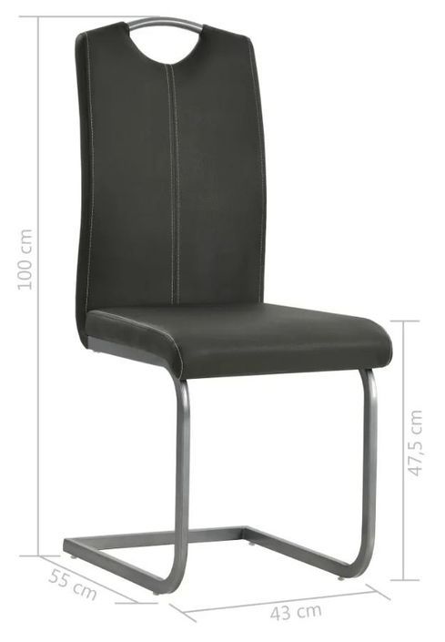 Chaise similicuir gris et pieds métal chromé Mikarelane - Lot de 2 - Photo n°8