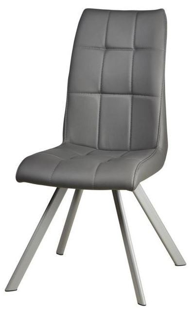 Chaise similicuir gris et pieds métal Cocy - Lot de 2 - Photo n°1