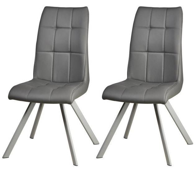 Chaise similicuir gris et pieds métal Cocy - Lot de 2 - Photo n°3