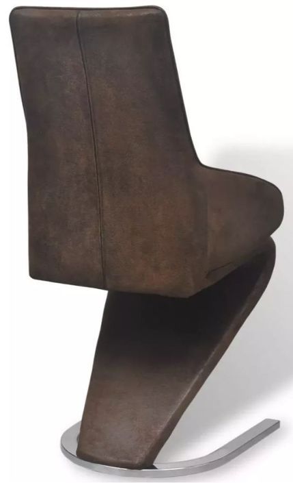 Chaise similicuir marron et pieds métal Tiffan - Lot de 4 - Photo n°6