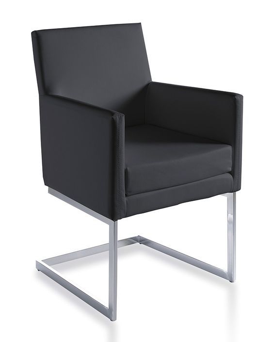 Chaise similicuir noir et pieds acier chromé Amelia - Photo n°1
