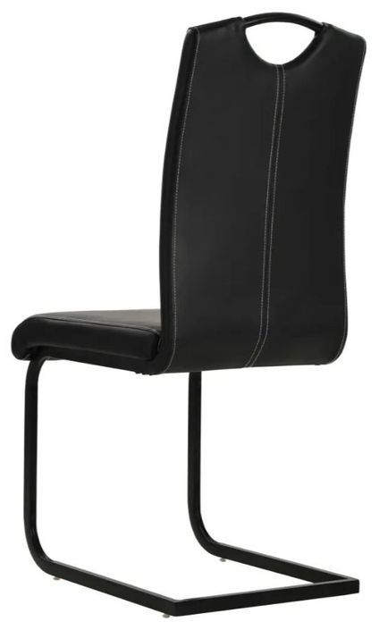 Chaise similicuir noir et pieds métal chromé Mikarelane - Lot de 2 - Photo n°5