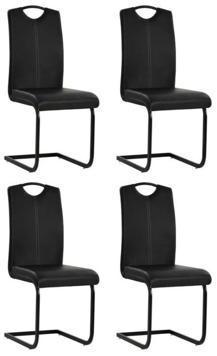 Chaise similicuir noir et pieds métal chromé Mikarelane - Lot de 4 - Photo n°1