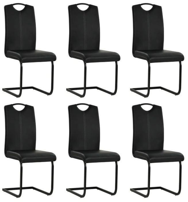 Chaise similicuir noir et pieds métal chromé Mikarelane - Lot de 6 - Photo n°1