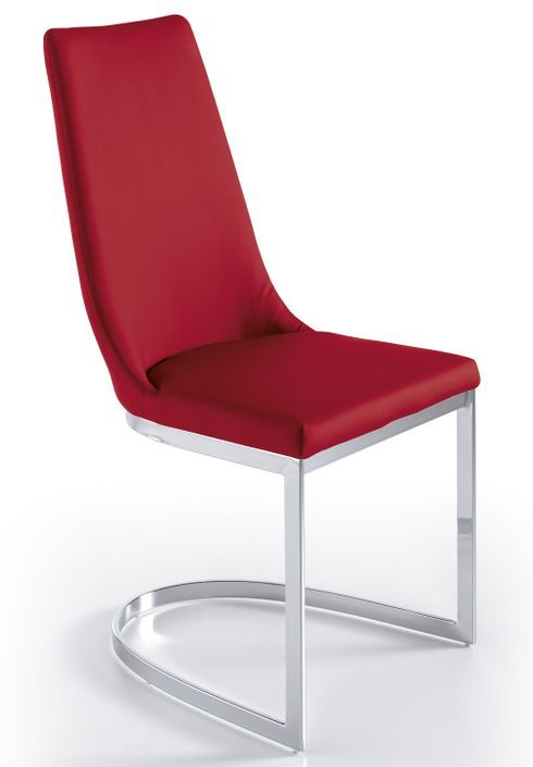 Chaise similicuir rouge et pieds acier inoxydable Akra - lot de 4 - Photo n°1