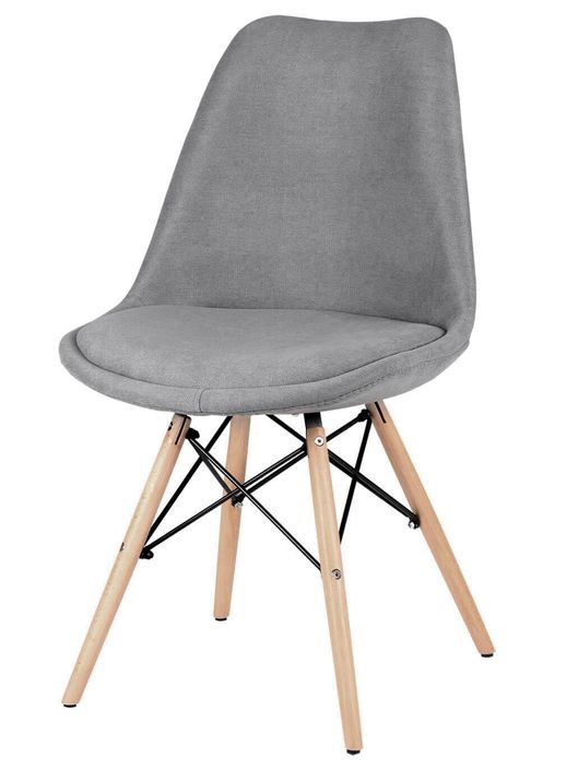 Chaise style scandinave en bois de hêtre et tissu gris Louka - Photo n°1