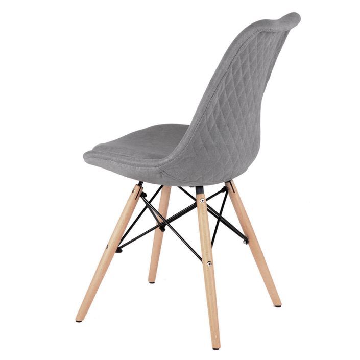 Chaise style scandinave en bois de hêtre et tissu gris Louka - Photo n°2