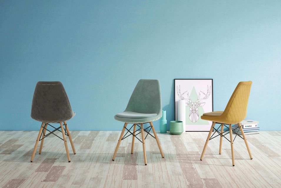 Chaise style scandinave en bois de hêtre et tissu moutarde Louka - Photo n°10