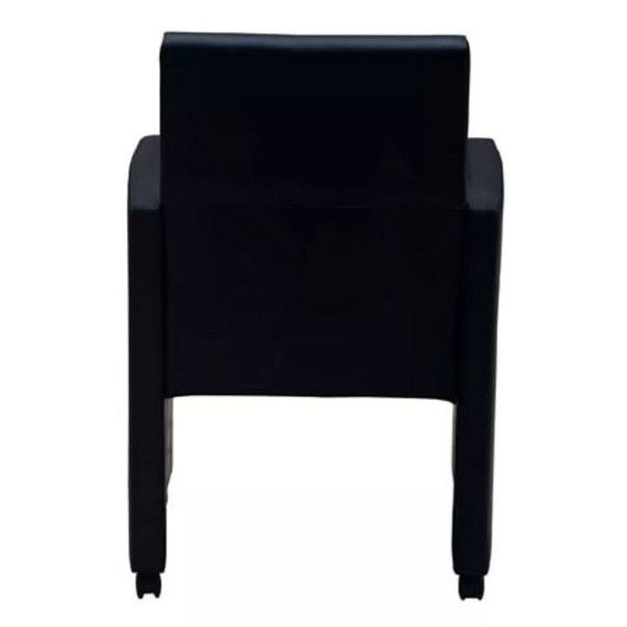 Chaise sur roulettes simili cuir noir Alima - Lot de 2 - Photo n°4