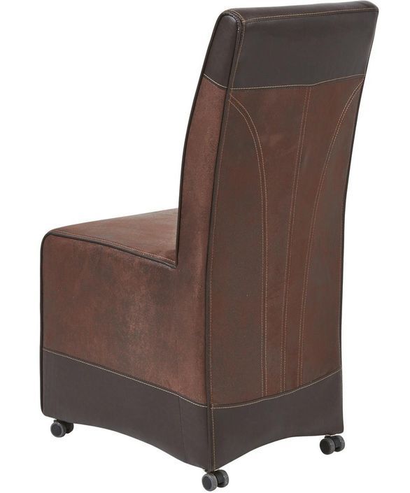 Chaise sur roulettes tissu marron vintage et noir Marois - Lot de 2 - Photo n°4