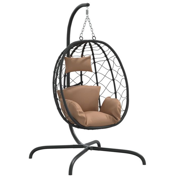 Chaise suspendue en forme d'œuf avec coussin taupe - Photo n°2