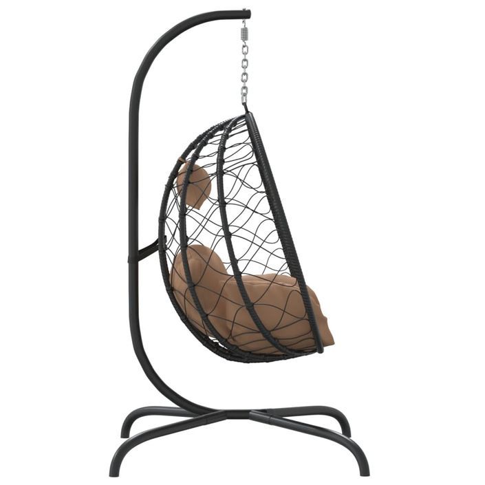 Chaise suspendue en forme d'œuf avec coussin taupe - Photo n°4