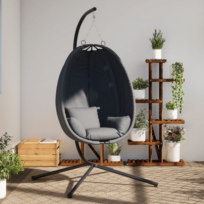 Chaise suspendue en forme d'œuf avec support anthracite - Photo n°1