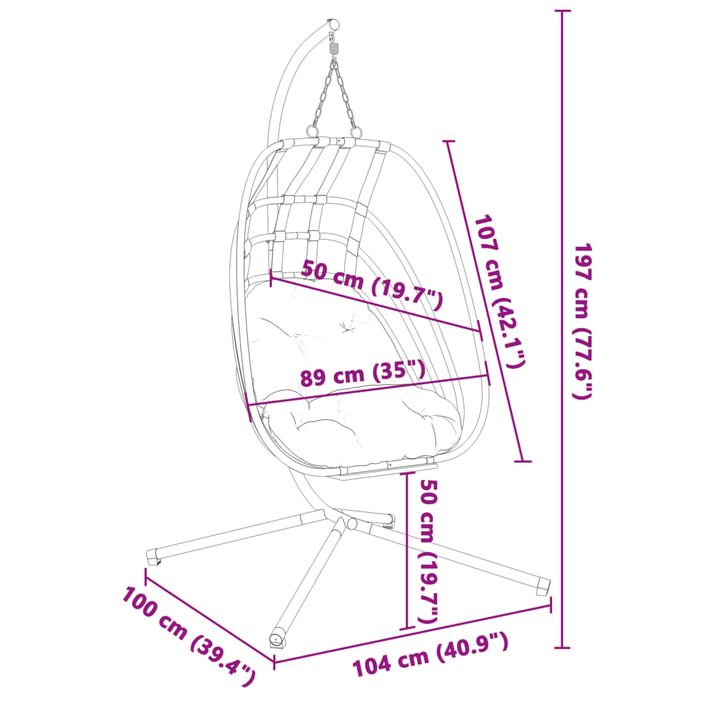 Chaise suspendue en forme d'œuf avec support anthracite acier - Photo n°8