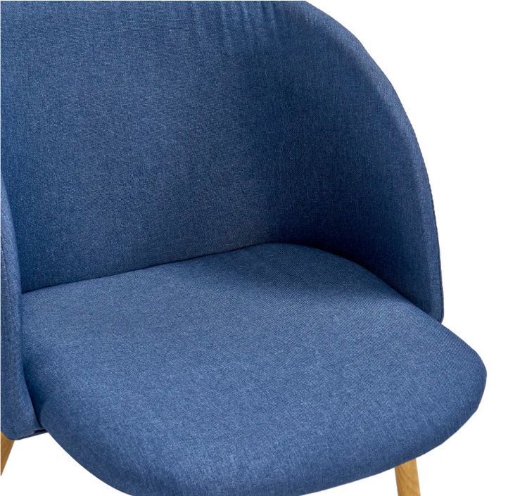 Chaise tissu bleu et pieds métal imitation bois John - Lot de 2 - Photo n°6