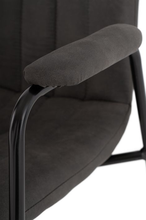 Chaise tissu effet cuir gris foncé et pieds métal noir Kliro - Photo n°7