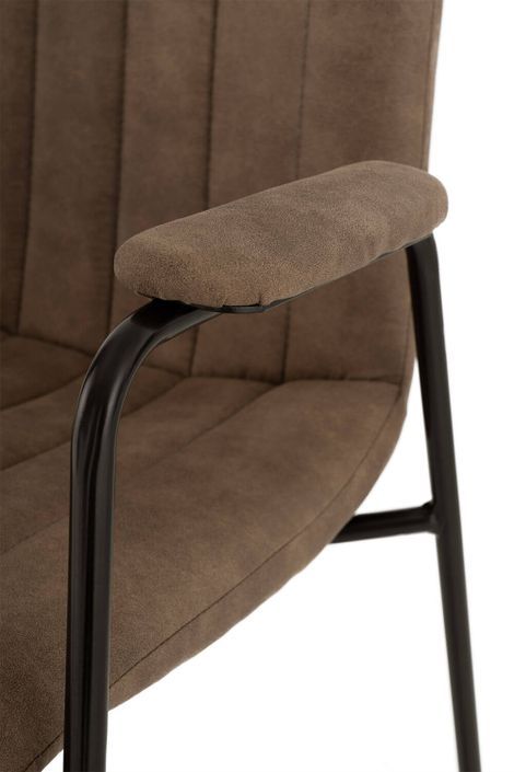 Chaise tissu effet cuir marron et pieds métal noir Kliro - Photo n°7