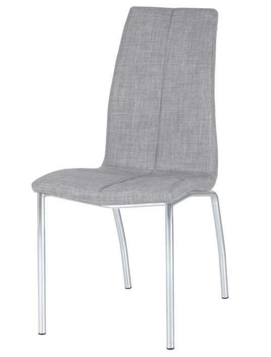 Chaise tissu gris clair et pieds chromé Karila - Photo n°1