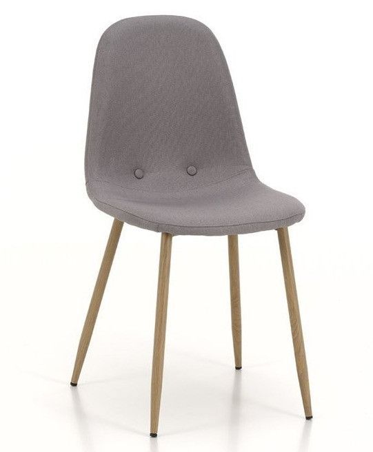 Chaise tissu gris clair et pieds métal effet bois Mosac - Lot de 4 - Photo n°1