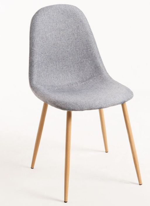 Chaise tissu gris clair et pieds métal effet bois naturel Kela - Photo n°1