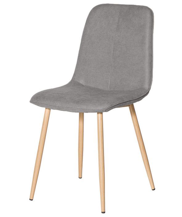 Chaise tissu gris clair et pieds métal effet bois naturel Klory - Photo n°1