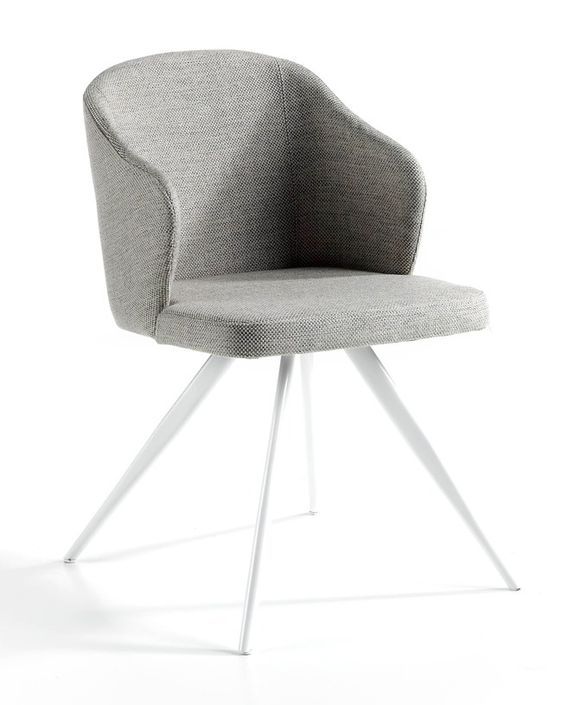 Chaise tissu gris et pieds acier blanc Matty - Lot de 2 - Photo n°1