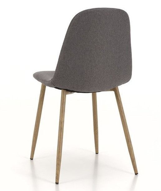 Chaise tissu gris et pieds métal effet bois Mosac - Lot de 4 - Photo n°2