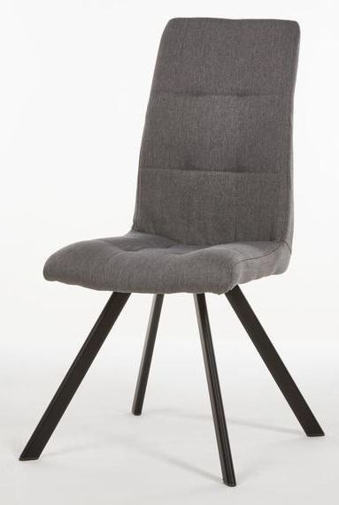 Chaise tissu gris et pieds métal noir Cony - Lot de 2 - Photo n°1