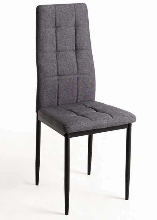 Chaise tissu gris foncé capitonné et pieds acier noir Kentor - Photo n°1