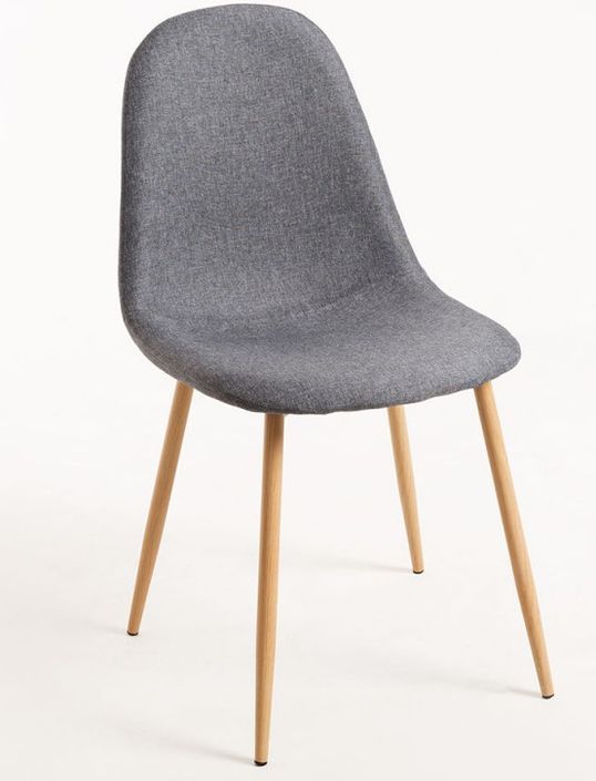 Chaise tissu gris foncé et pieds métal effet bois naturel Kela - Photo n°1