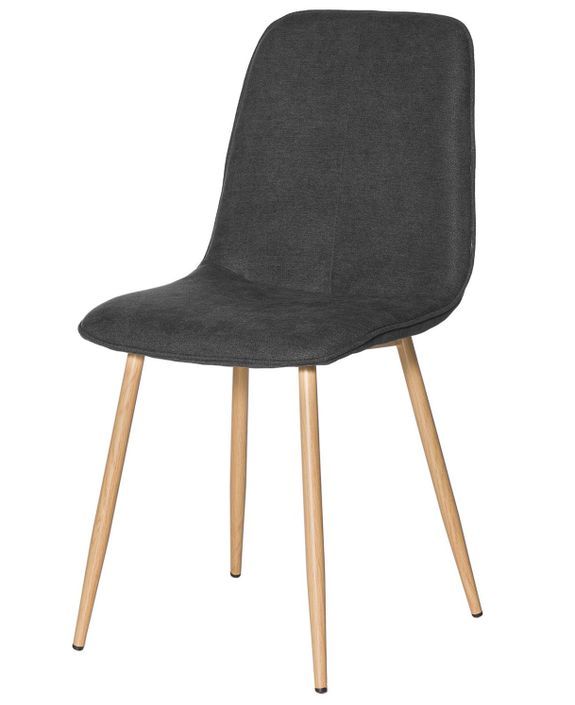 Chaise tissu gris foncé et pieds métal effet bois naturel Klory - Photo n°1