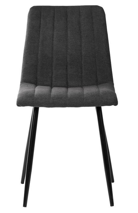 Chaise tissu gris foncé matelassé et pieds métal noir Lina - Photo n°3