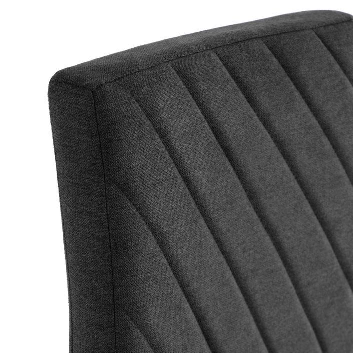 Chaise tissu gris foncé matelassé et pieds métal noir Teva - Photo n°3