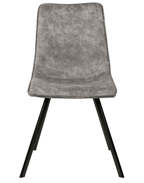 Chaise tissu imitation cuir gris clair et pieds métal noir Brika - Photo n°2