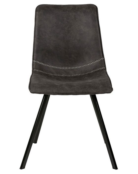 Chaise tissu imitation cuir gris foncé et pieds métal noir Brika - Photo n°2
