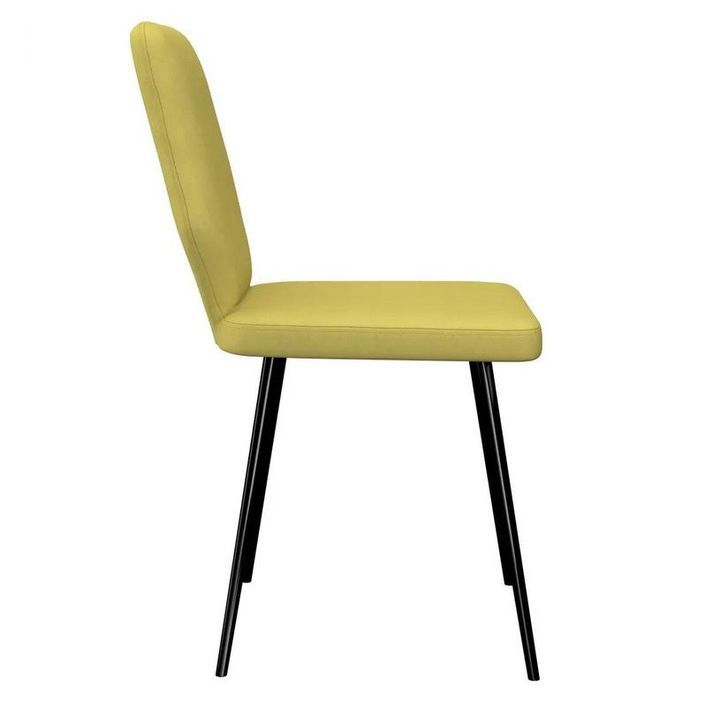 Chaise tissu jaune citron et pieds métal noir Macy - Lot de 2 - Photo n°4