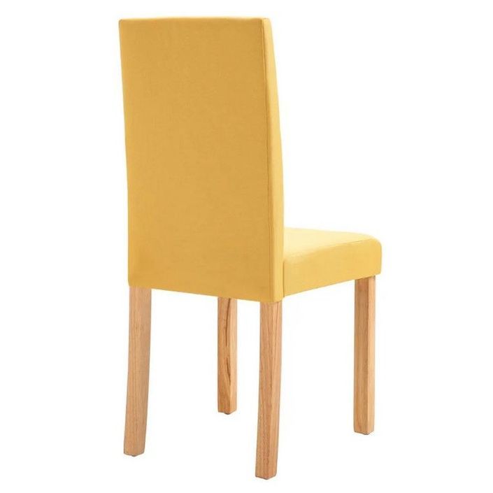 Chaise tissu jaune et bois de caoutchouc Quiso - Lot de 2 - Photo n°4
