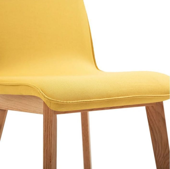 Chaise tissu jaune et pieds chêne massif Cheer - Lot de 2 - Photo n°4