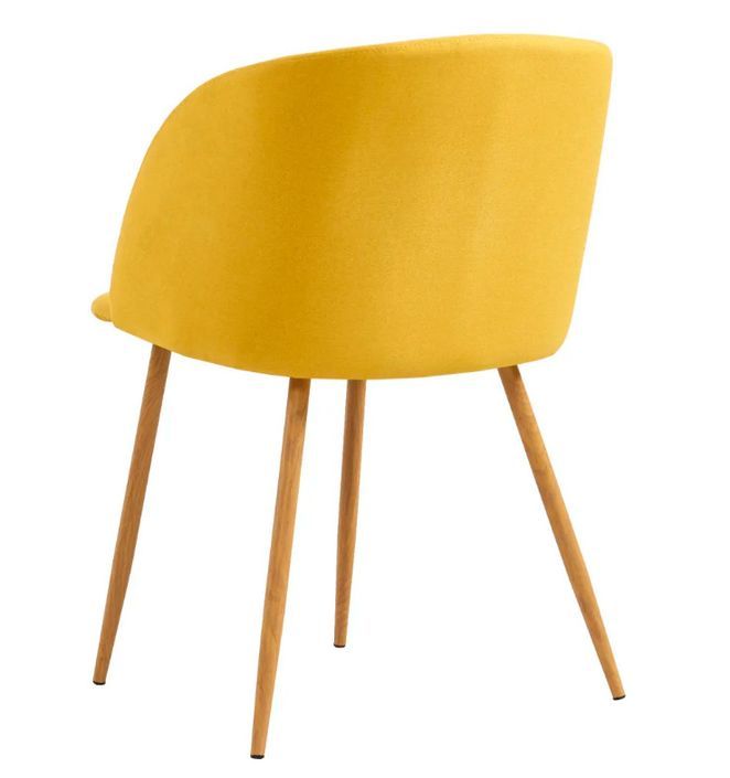 Chaise tissu jaune et pieds métal imitation bois John - Lot de 2 - Photo n°5