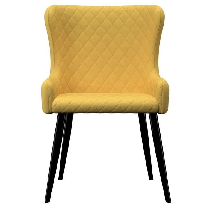 Chaise tissu jaune et pieds métal noir Malco - Lot de 2 - Photo n°3