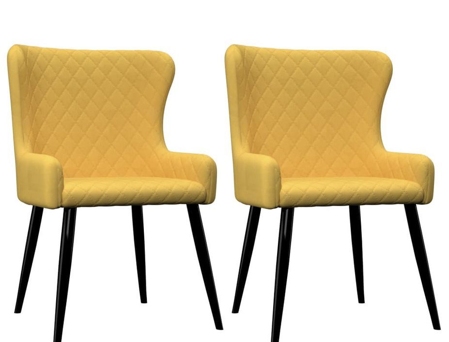 Chaise tissu jaune et pieds métal noir Malco - Lot de 2 - Photo n°1