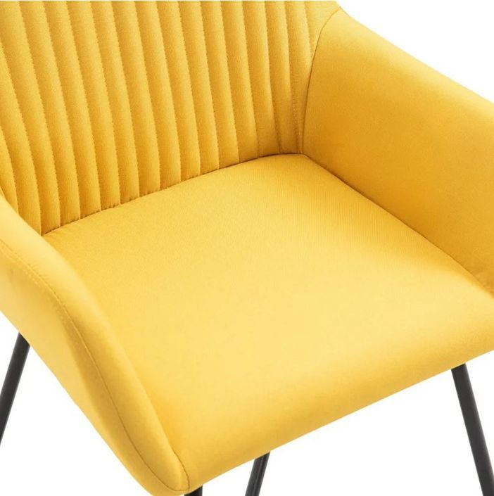Chaise tissu jaune et pieds métal noir Mikee - Lot de 2 - Photo n°5