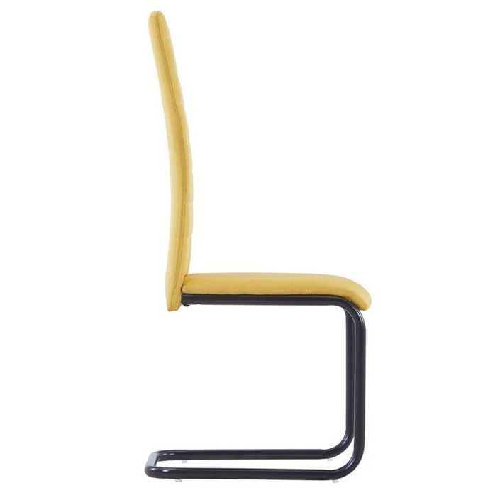 Chaise tissu jaune et pieds métal noir Hilla - Lot de 2 - Photo n°3