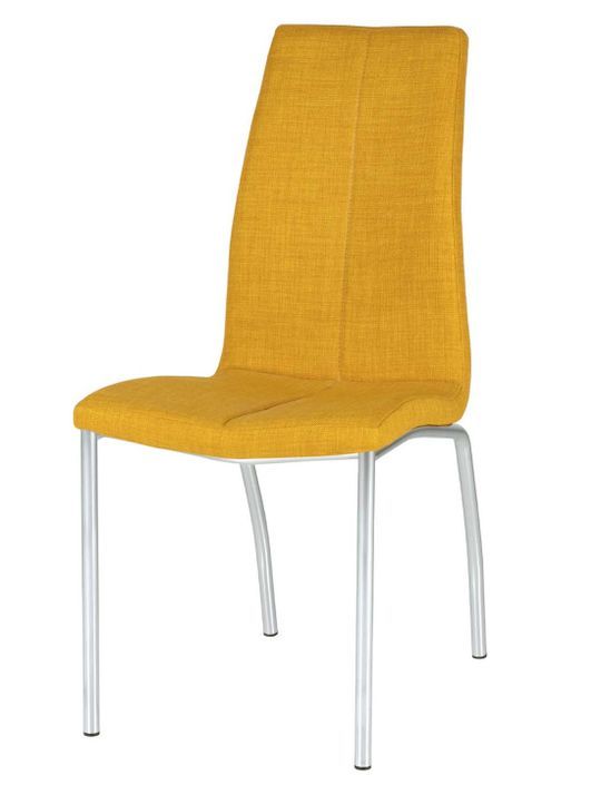 Chaise tissu jaune moutarde et pieds chromé Karila - Photo n°1