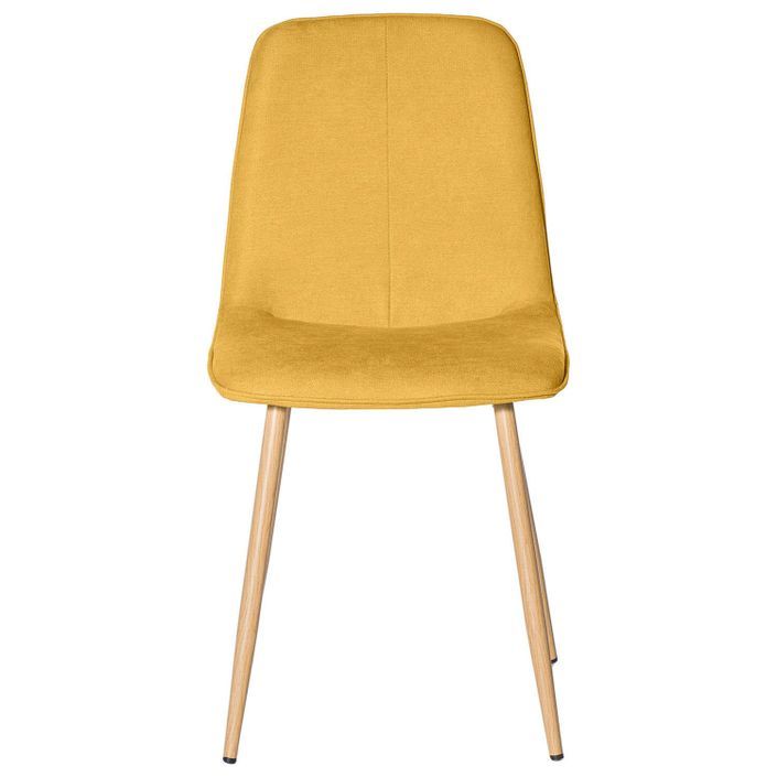 Chaise tissu jaune moutarde et pieds métal effet bois naturel Klory - Photo n°4